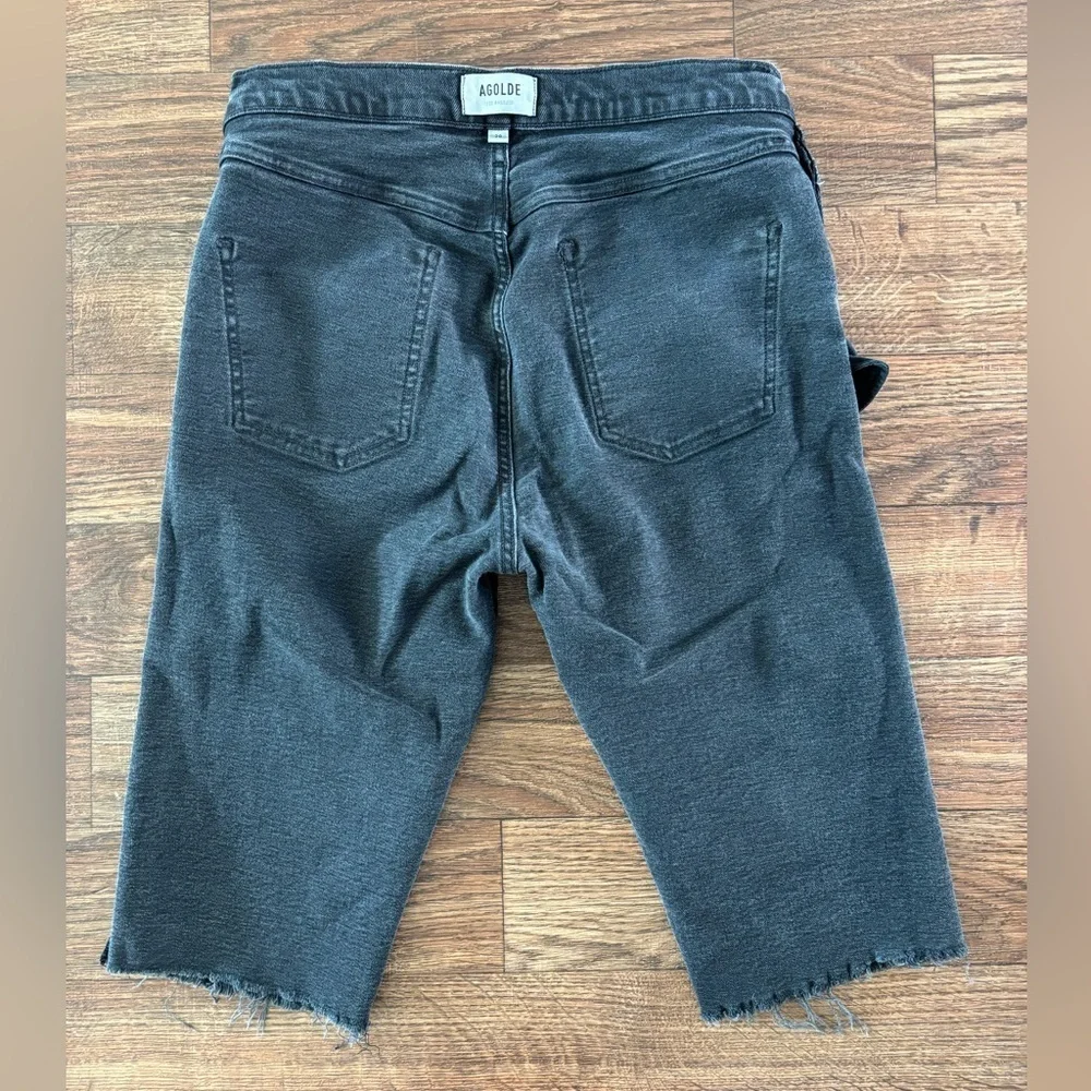 AGOLDE Denim Carrie Long Bermuda Short in Stunner 28 Dark Black Wash